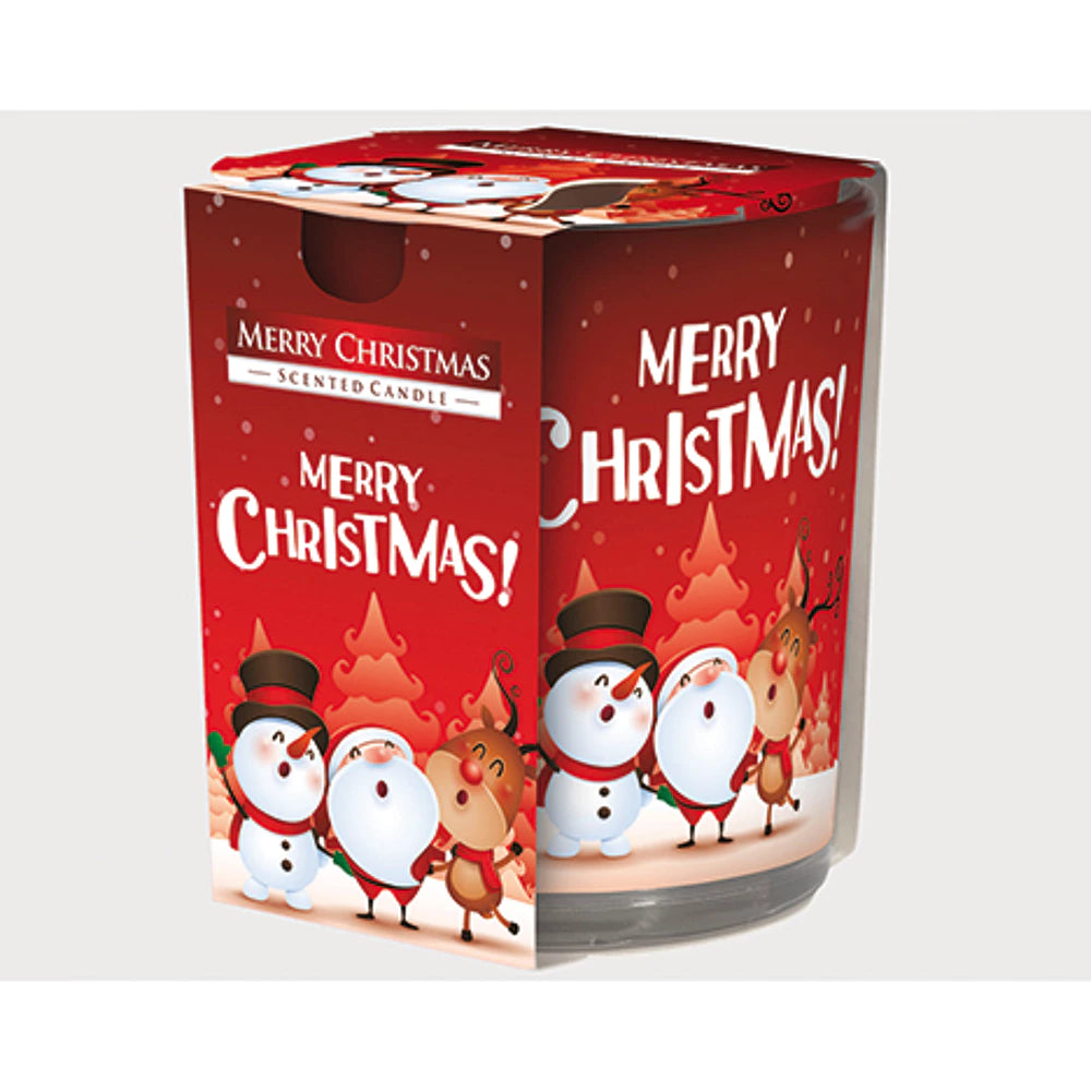 Geurkaars met kerstmotief Merry Christmas