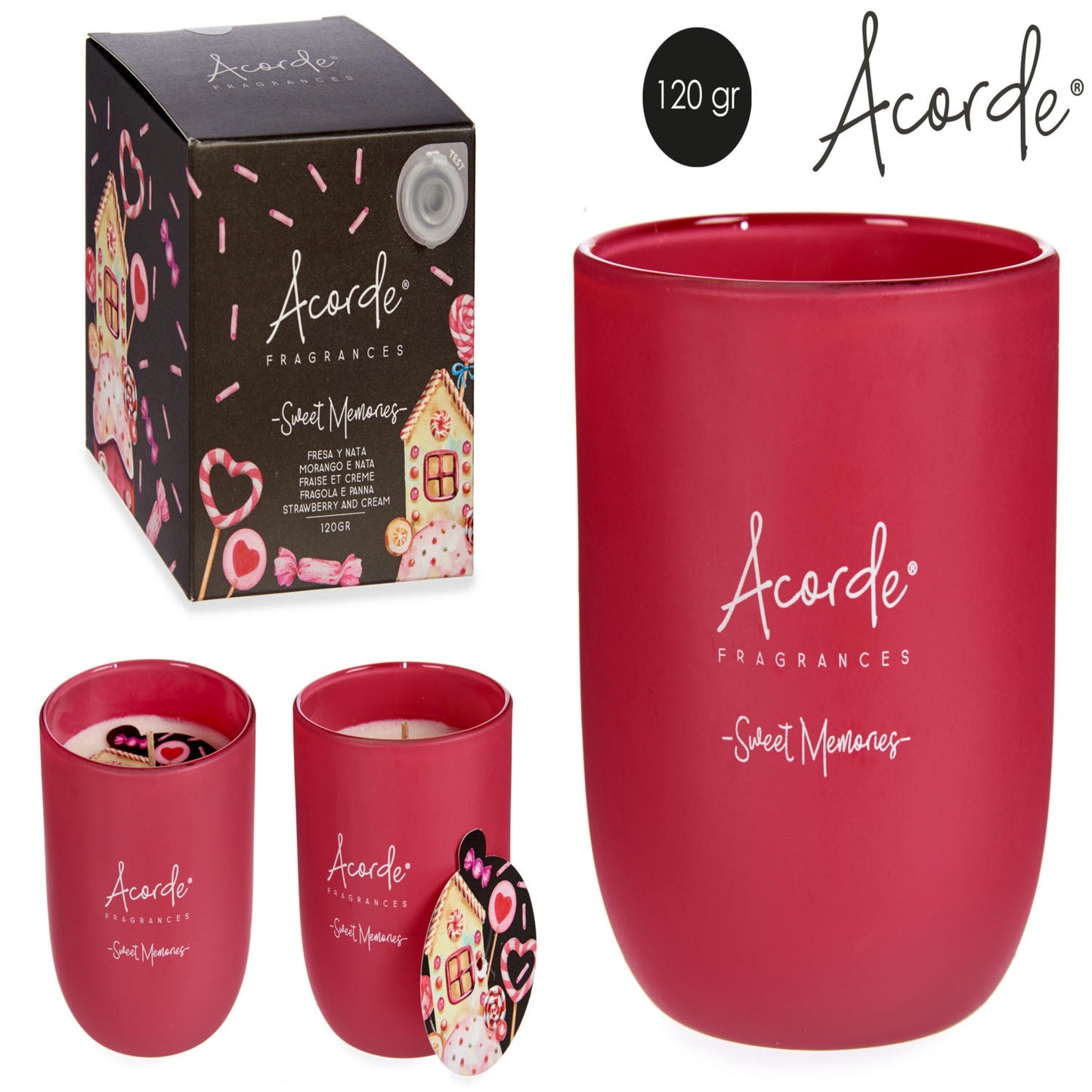 Acorde geurkaars - Aardbei Crème (Sweet Memories) NU: 3 VOOR € 15